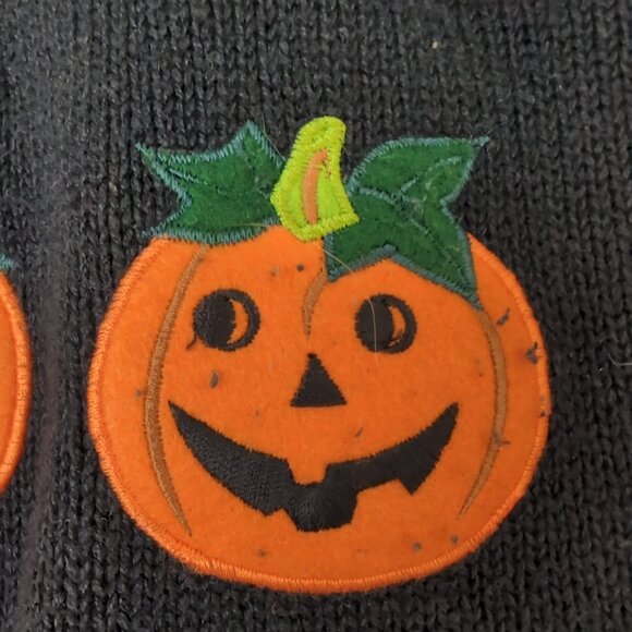 Segue Boo! Halloween Cardigan Sweater Black Ghost Pumpkin Candy – Women’s M - Picture 3 of 8